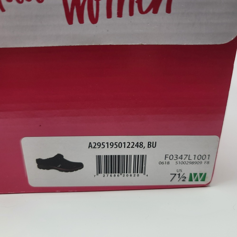 Ryka Womens Black Purple Suede Faux Fur Comfort Slip On Clogs Mules 7.5W New - Picture 10 of 10